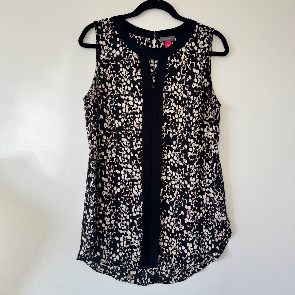 Vince Camuto Tunic Blouse Lightweight Floral Sleeveless Top Shirt Sz M